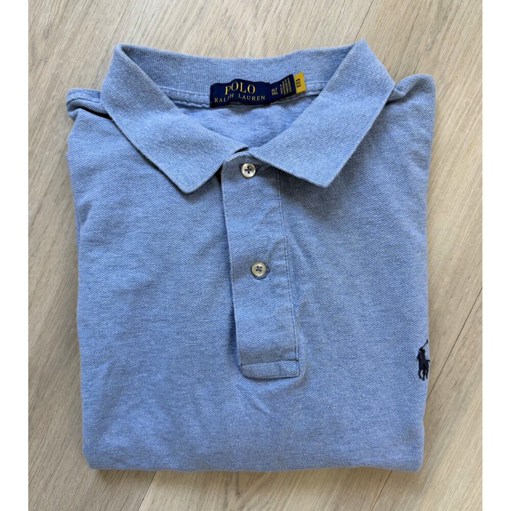 Polo Ralph Lauren Polo Shirt Short Sleeve Blue Men XLT Cotton Solid Logo Knit